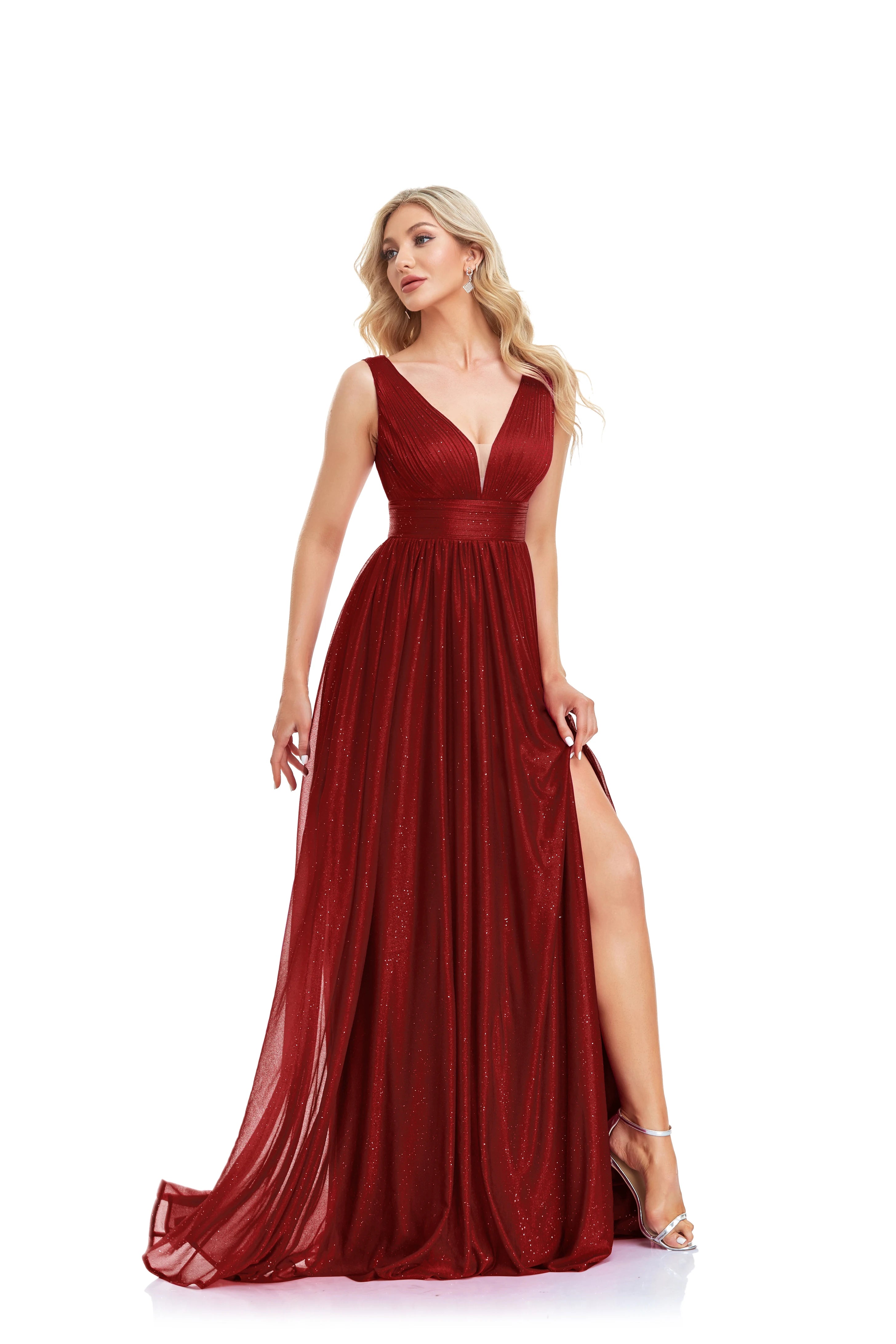 Elegant A-line Evening Dresses Luxury Floor Lenght Backless Formal Deep V-neck Women Caicktail Wedding Party Gowns