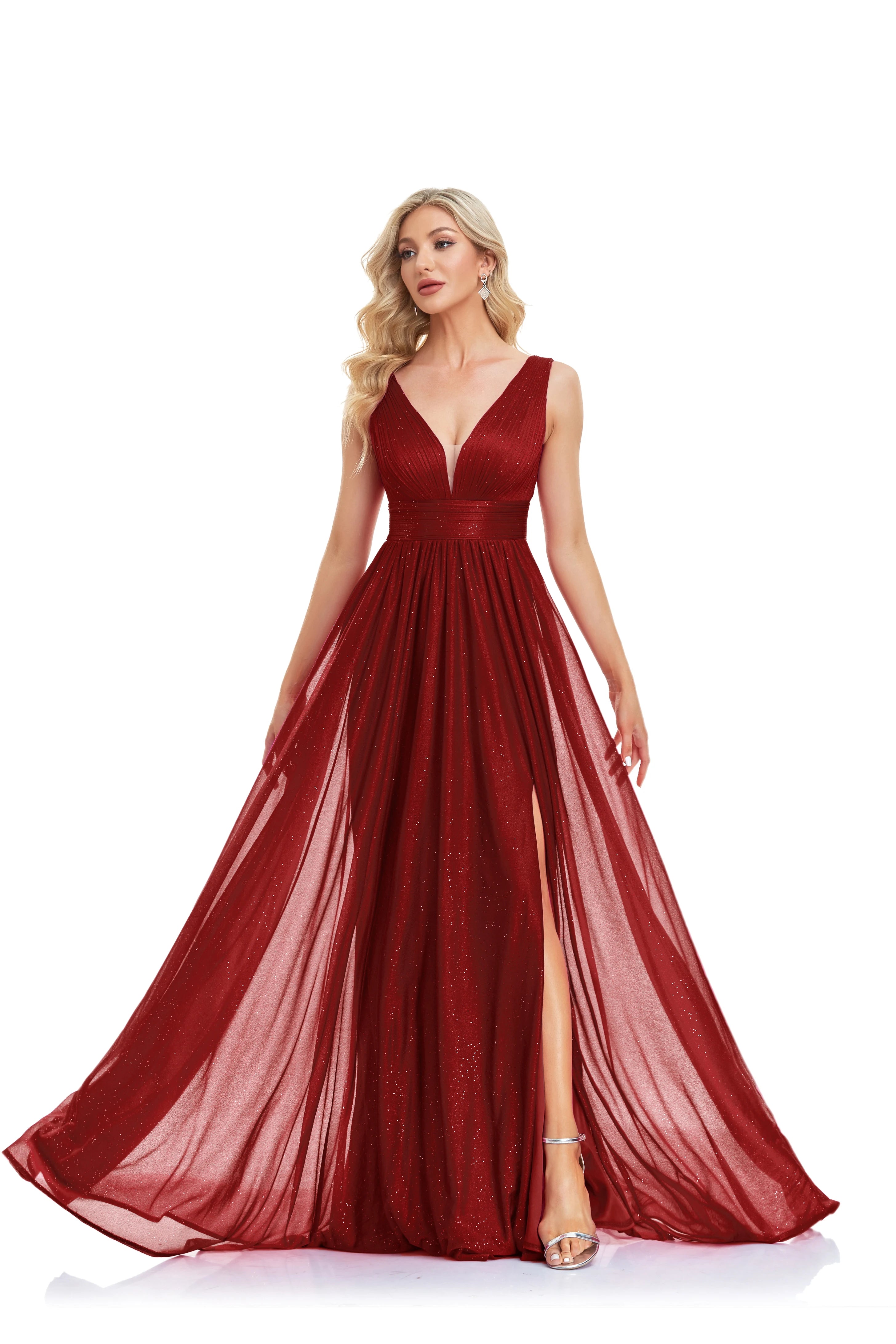 Elegant A-line Evening Dresses Luxury Floor Lenght Backless Formal Deep V-neck Women Caicktail Wedding Party Gowns