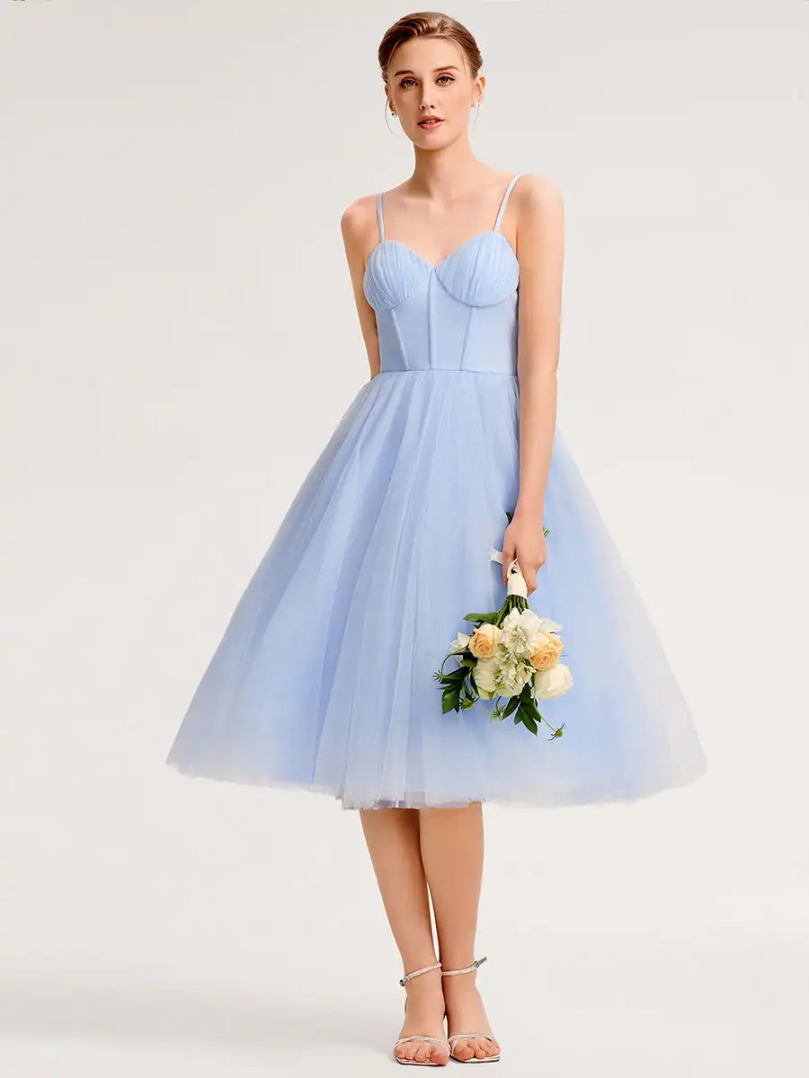 BAZIIINGAAA Party Dress Sleeveless Sweetheart Neck Backless Pleated A-Line Midi Bridesmaid Dresses Evening Dresses