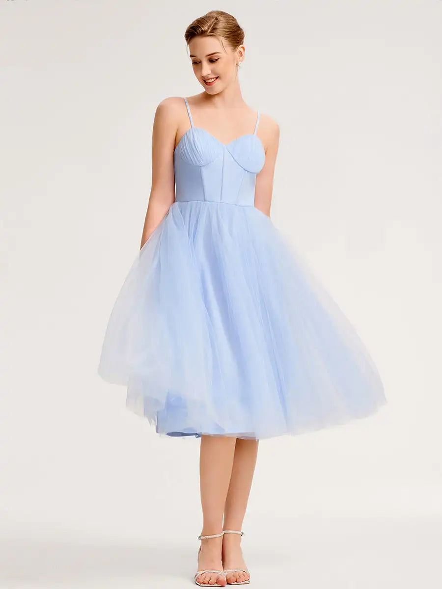 BAZIIINGAAA Party Dress Sleeveless Sweetheart Neck Backless Pleated A-Line Midi Bridesmaid Dresses Evening Dresses