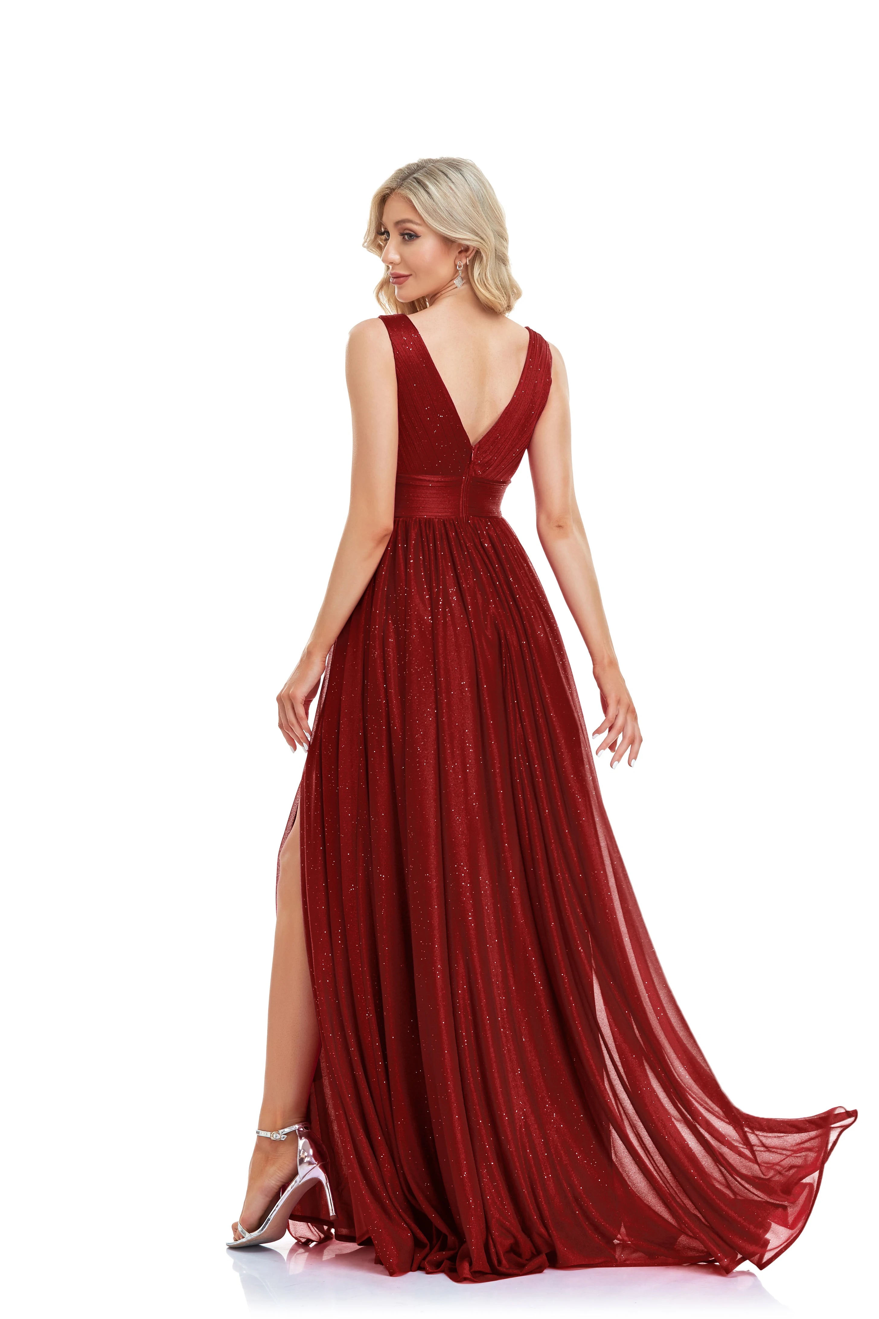 Elegant A-line Evening Dresses Luxury Floor Lenght Backless Formal Deep V-neck Women Caicktail Wedding Party Gowns